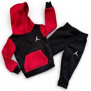 Jordan Toddler Red and Black Fleece Hoodie Set - 2T